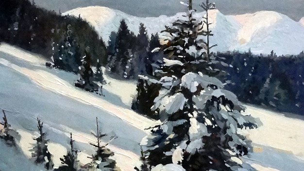 Montaña Nieve From an Estate Sale in Berlin Germany an excellent gouache on paper painting with a winter mountain landscape. Paper...